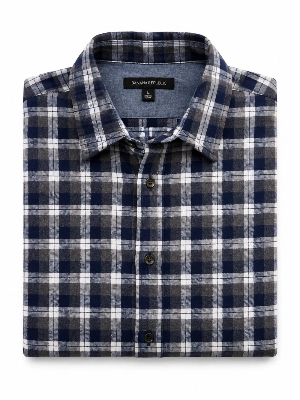 Banana Republic Men's Slim Fit Plaid Cotton Shirt Long Sleeve L